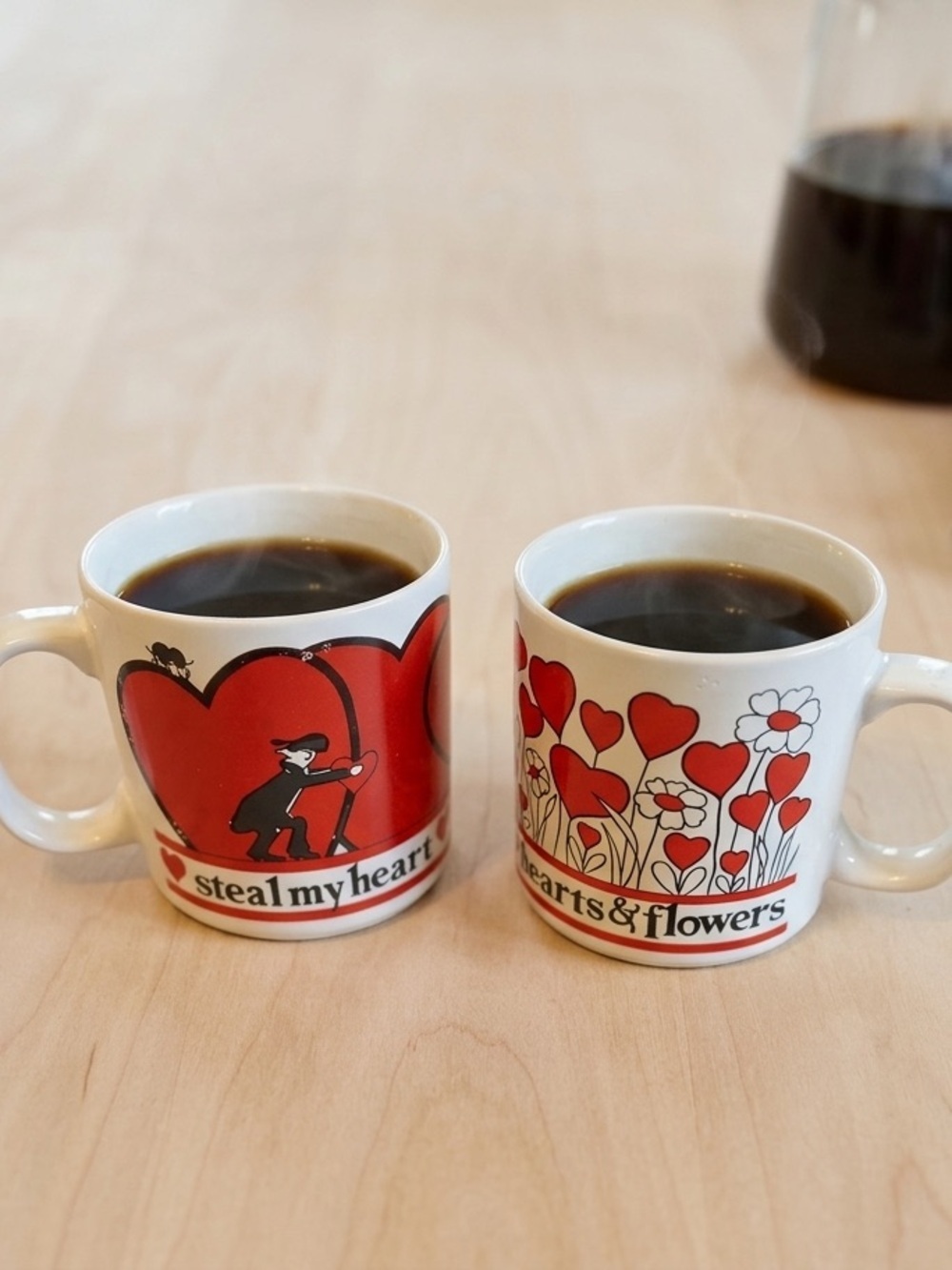 Vintage ARTMARK Heart Mug Set, Love Coffee Cups, Hearts & Flowers In Boxes